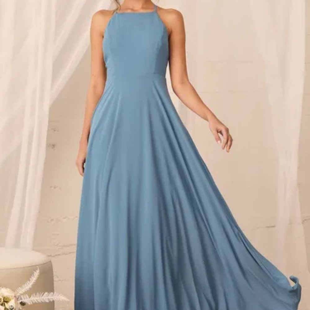 Mythical Kind of Love Slate Blue Maxi Dress